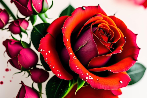 Красивая красная роза с брызгами краски
