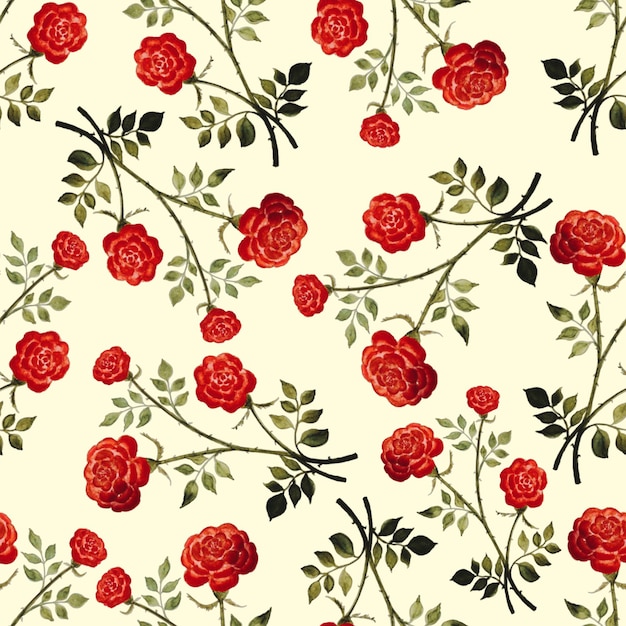 아름다운 빨간 장미 원활한 패턴
