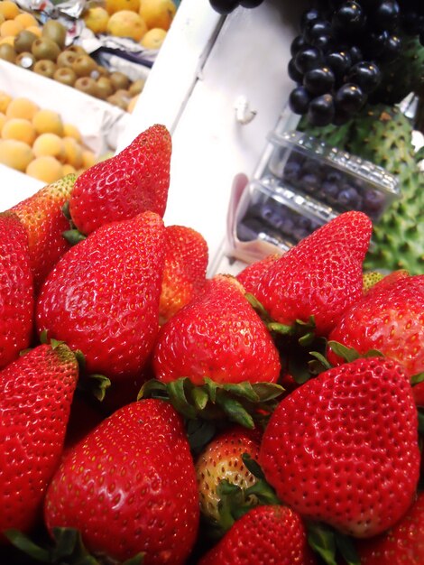  Beautiful red strawberries in a market