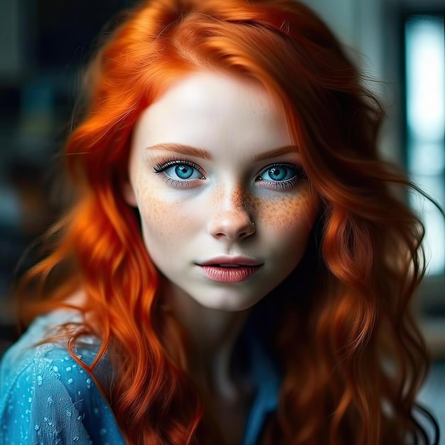 Beautiful redhead girl close up