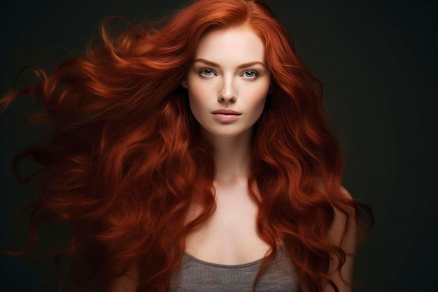 Beautiful redhead hair background copy space