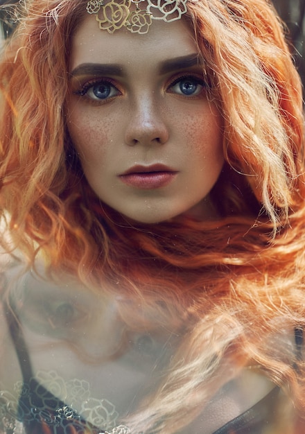 Beautiful redhead Norwegian girl with big eyes 