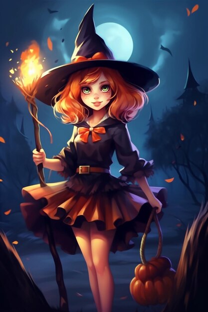 beautiful redhead witch Generativew AI