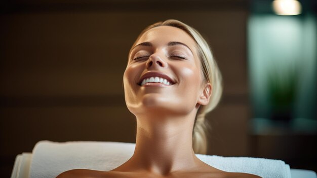 Beautiful relaxed and calm woman smiling