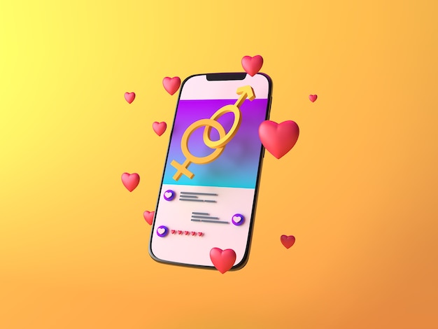 Beautiful rendering of dating app concept