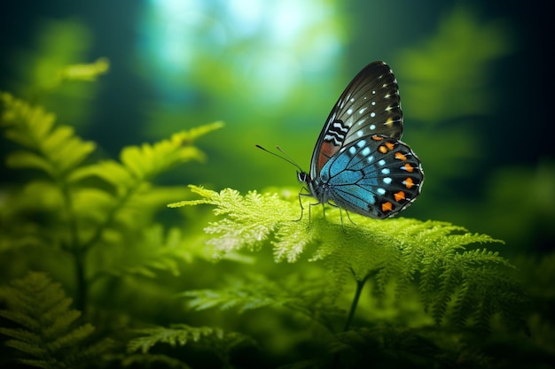 Beautiful retro nature with butterfly on leaf