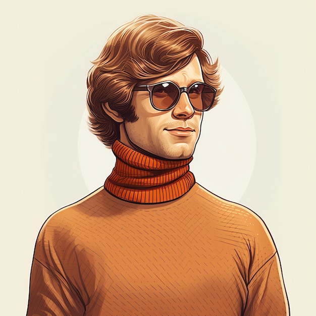 beautiful retro Turtleneck sweater clipart illustration