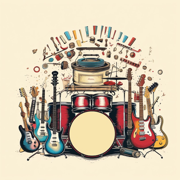 Photo beautiful retro vintage band tshirt clipart illustration