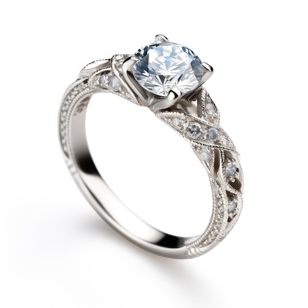 Beautiful ring design wedding engagement rings with diamonds on isolate white