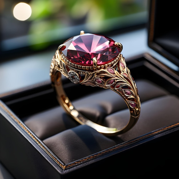 Photo beautiful ring of ruby gemstone gold ring