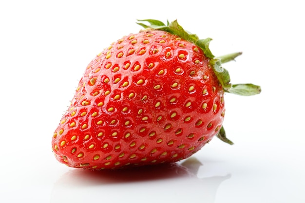 Beautiful and ripe red strawberries on a white background