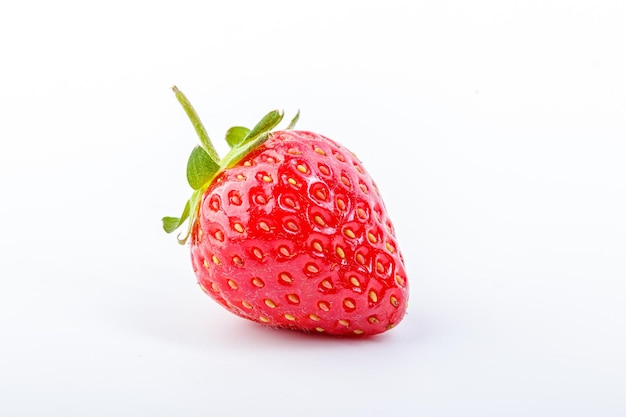 Beautiful and ripe red strawberries on a white background