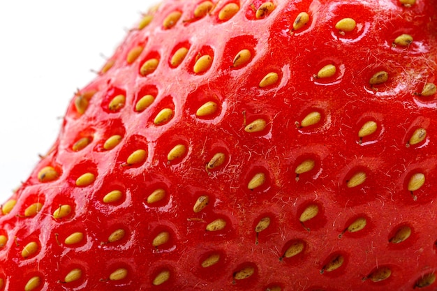 Beautiful and ripe red strawberries on a white background