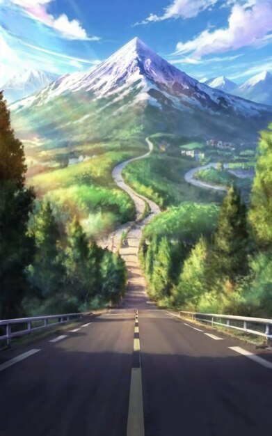 写真 美しい山々のある美しい道路