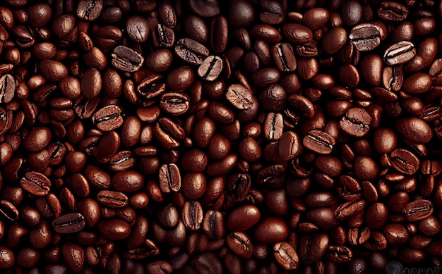 Beautiful roasted brown coffee beans background Generative ai