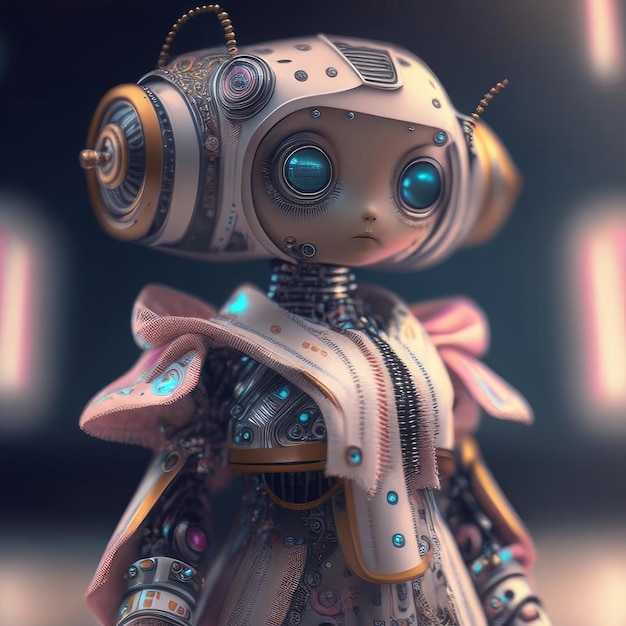 A beautiful robot with a luxurious dress on it