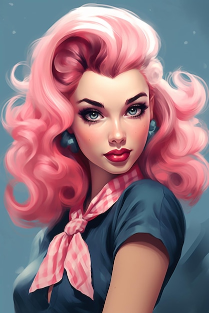 Beautiful rockabilly girl with pink hair