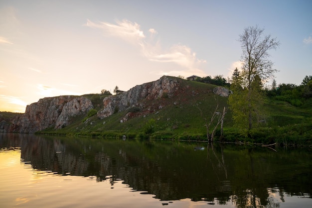 beautiful rocks near the riverchusovaya river