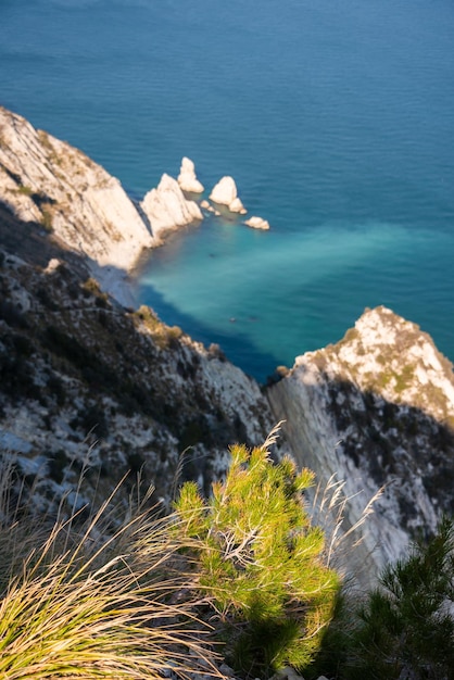 Beautiful rocky coast in Mediterranean sea seen from above