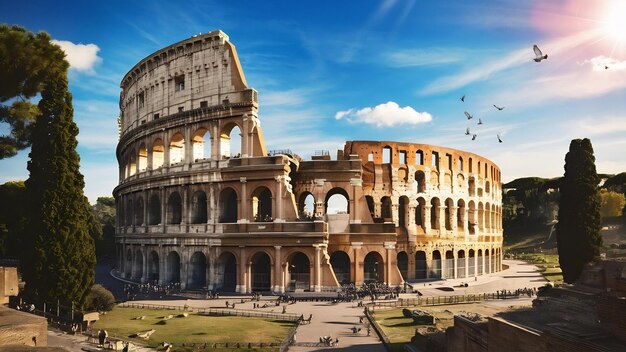 Beautiful roman colosseum in summer day italy