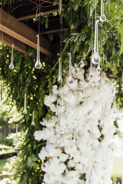 Beautiful romantic elegant wedding decor for a luxury dinner in Italy Tuscany Modern floral design for outdoor wedding