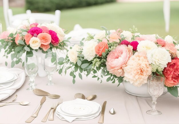 Photo beautiful romantic elegant wedding decor for a luxury dinner in italy tuscany modern floral design