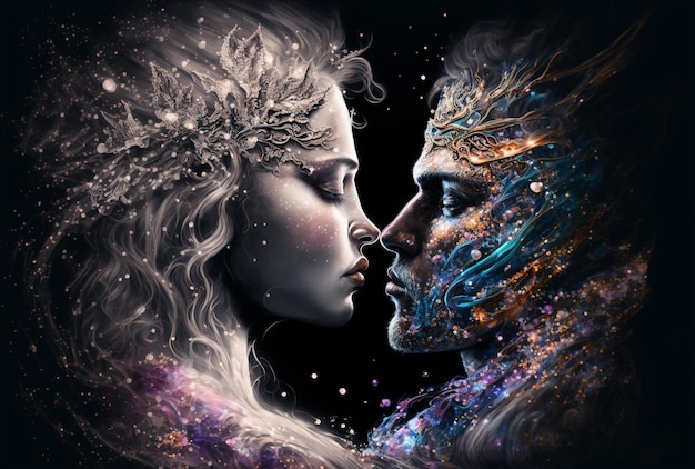 a beautiful romantic fantasy couple, generative ai