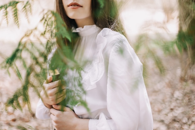 beautiful romantic girl portrait in the park