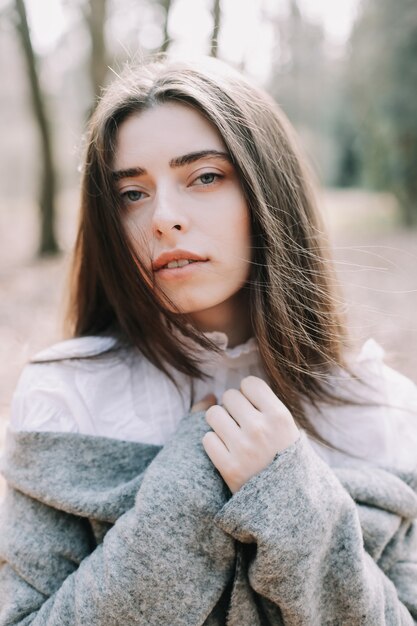 beautiful romantic girl portrait in the park