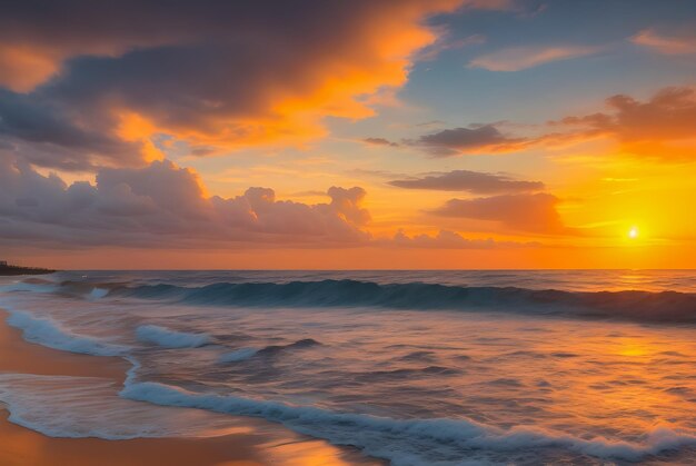 Foto bellissimo paesaggio naturale romantico spiaggia e tramonto ai generato