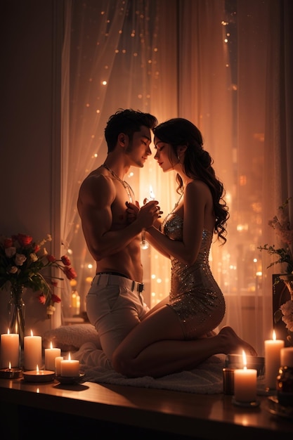 Beautiful romantic scene of a guy and a girl