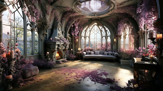 Photo beautiful room in fantasy style