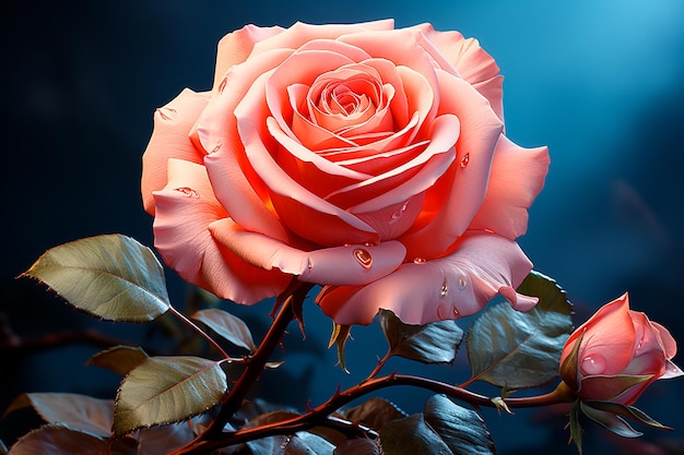 beautiful rose flower with water drops