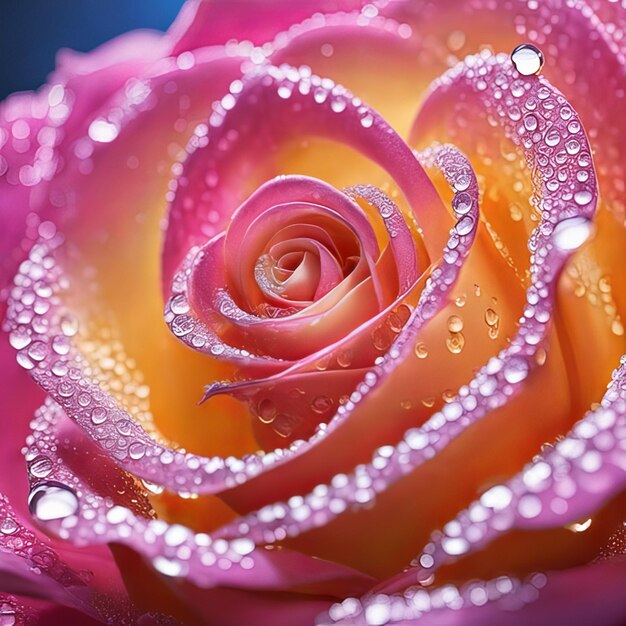 Beautiful rose flowers set light particles water drops