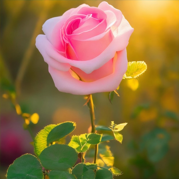 Foto bellissimi fiori di rosa alla luce del sole nel giardino