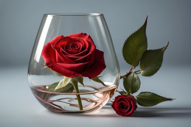 Beautiful rose in glass