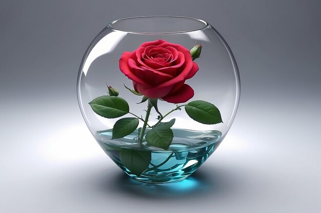 Beautiful rose in glass