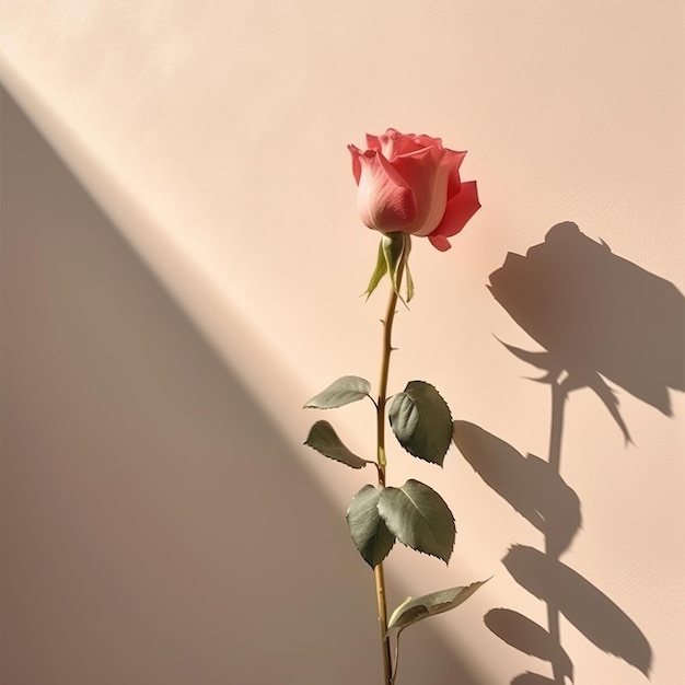 Photo beautiful rose on minimalist aesthetic background