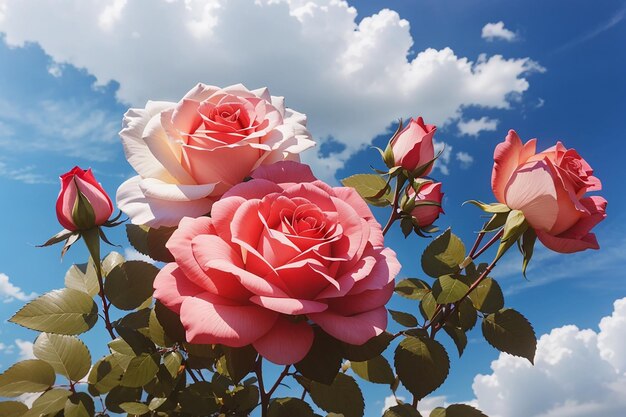 Красивая роза на небесном фоне