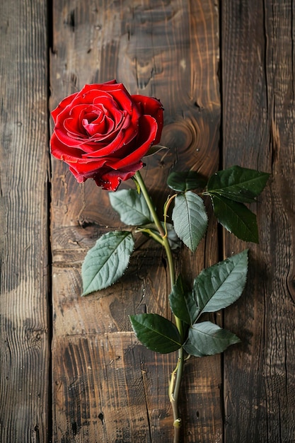 Photo beautiful rose on wood background valentine39s day concept