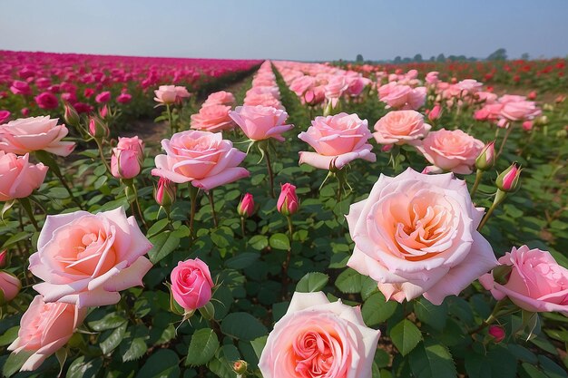 Beautiful roses field