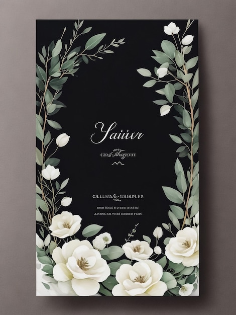 Photo beautiful roses invitation card template