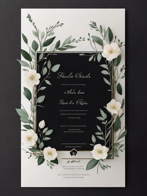 Photo beautiful roses invitation card template