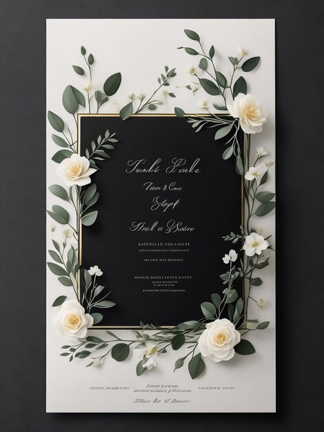 Photo beautiful roses invitation card template