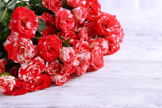 Beautiful roses on table close-up