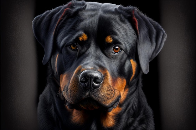 Beautiful rottweiler dog portrait looking at camera