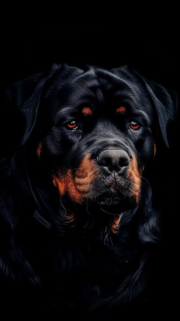 Photo beautiful rottweiler portrait on black background