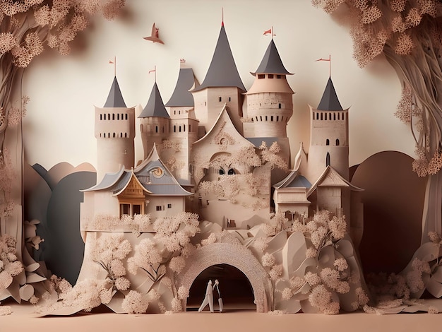 a beautiful royal palace paper art