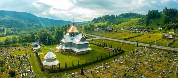 Beautiful rural small church with small cemetery located in the\
rural areal