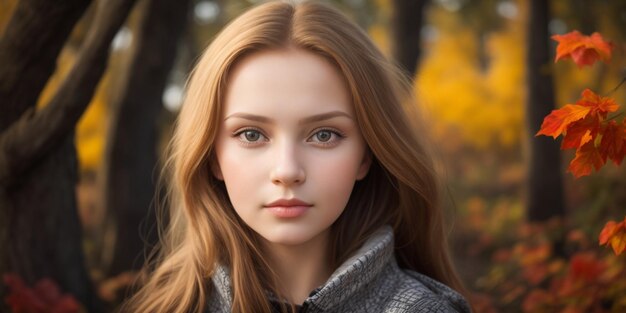 A Beautiful Russian girl Portrait in blurred background of nature